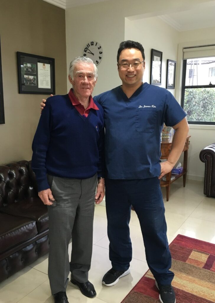Dr Kim and Tennis legend Ken Rosewall at Hills Dental Care Castle Hill